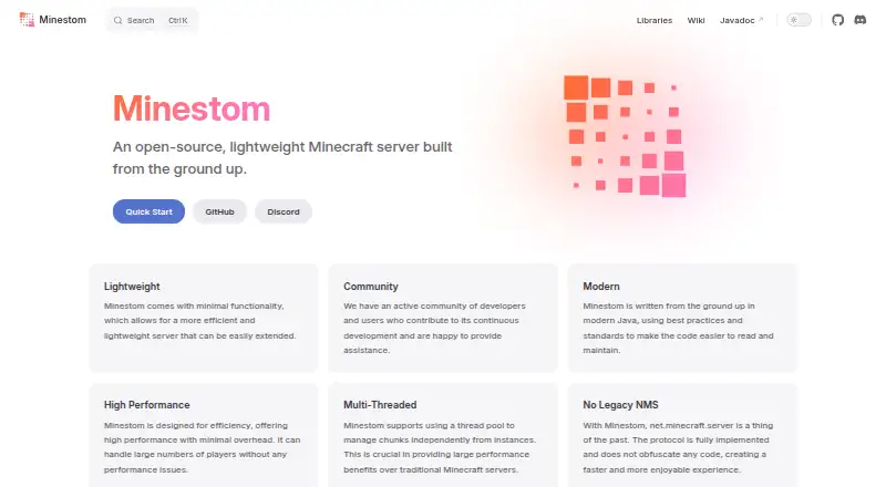 Minestom's website