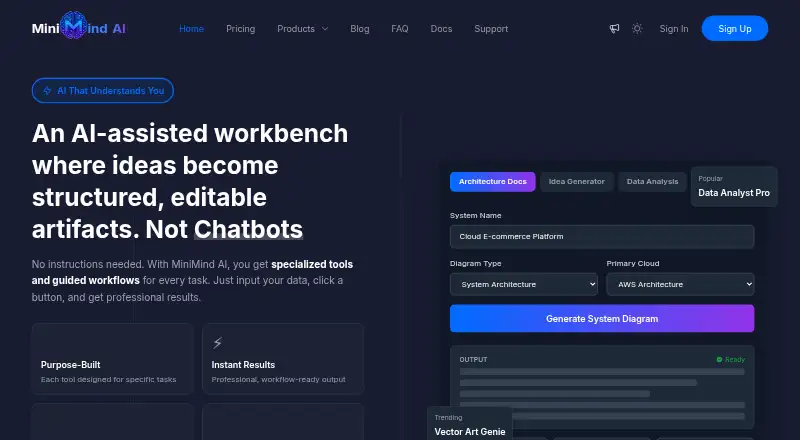 MiniMind AI's website