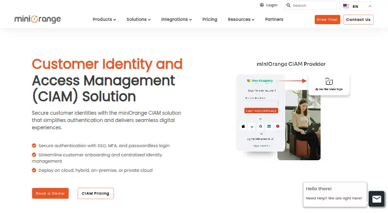 miniOrange CIAM's website