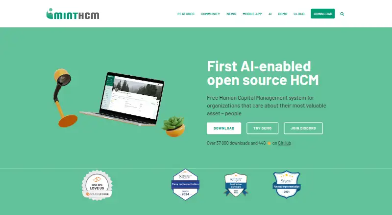 The MintHCM homepage