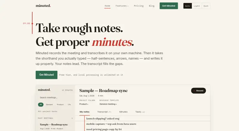 Minuted's website