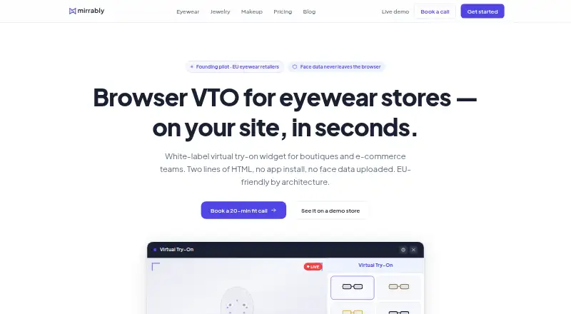 The Mirrably homepage