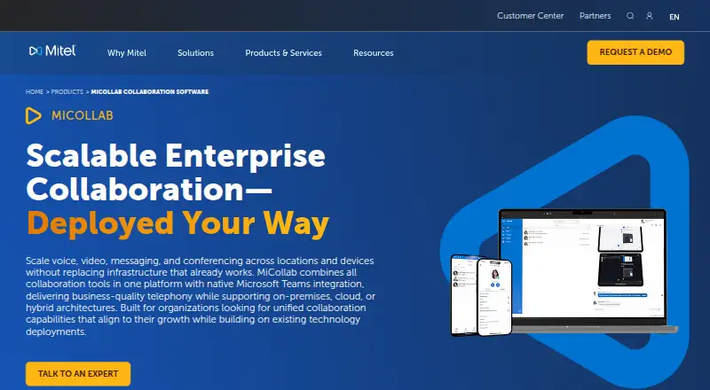 The Mitel MiCollab homepage