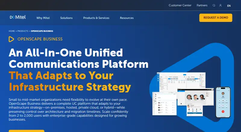 Mitel OpenScape Business's website