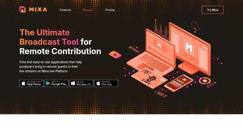 Mixa.live Encoder's website