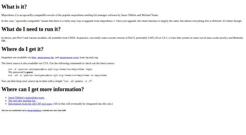 Majordomo 2's website