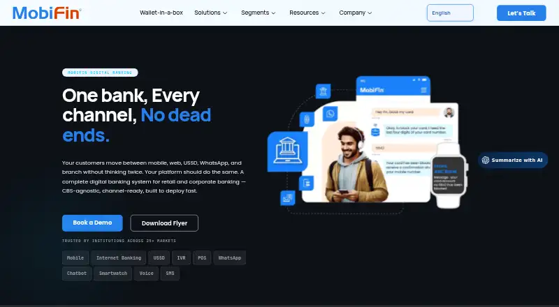 MobiFin Digital Banking Platform's website