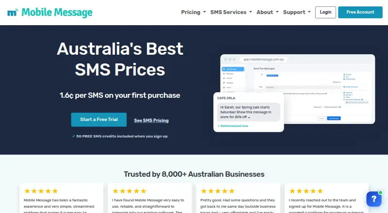 Mobile Message's website