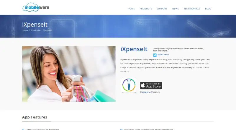 The iXpenseIt homepage