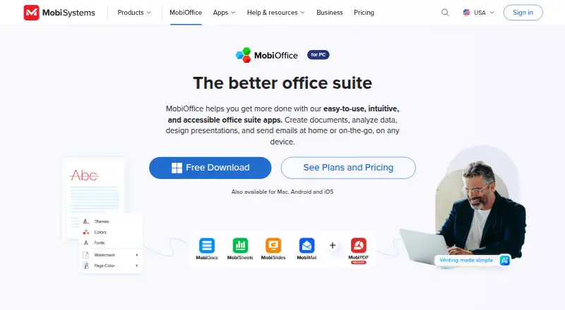 MobiOffice's website