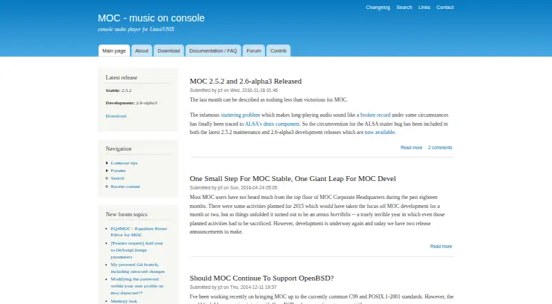 Music on Console's website