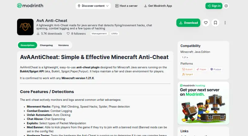 AvA Anti-Cheat's website