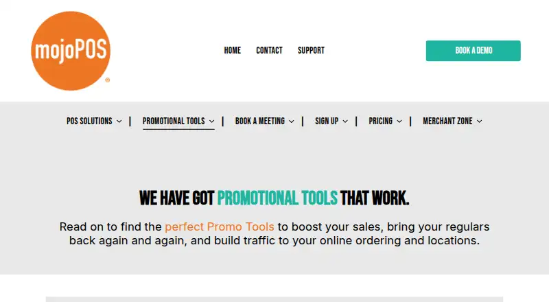 The mojoPOS Digital Gift Cards homepage