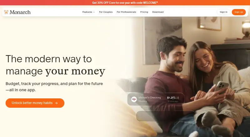 The Monarch Money homepage