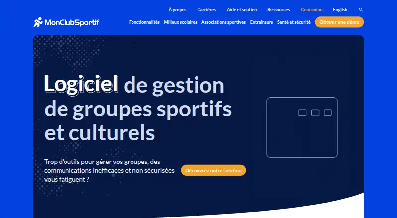 The MonClubSportif homepage