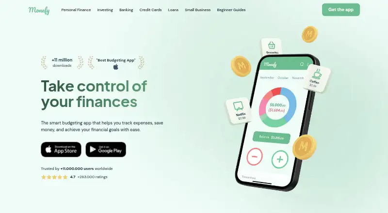 The Monefy homepage