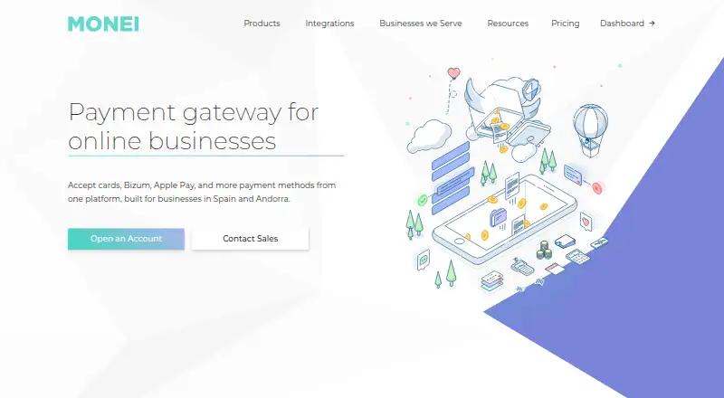 The MONEI homepage