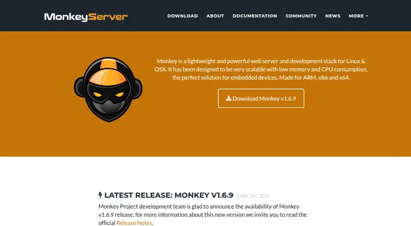 Monkey HTTP Server's website