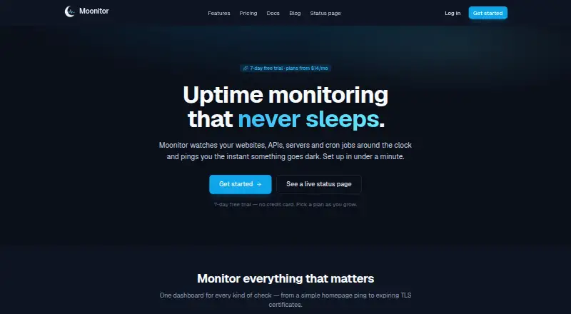 The Moonitor homepage