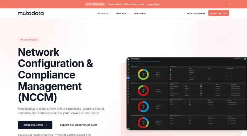 Motadata Network Configuration Manager's website
