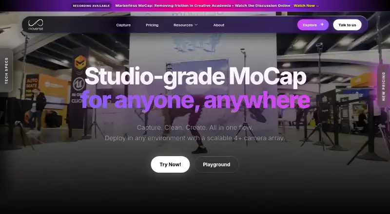Moverse Capture's website
