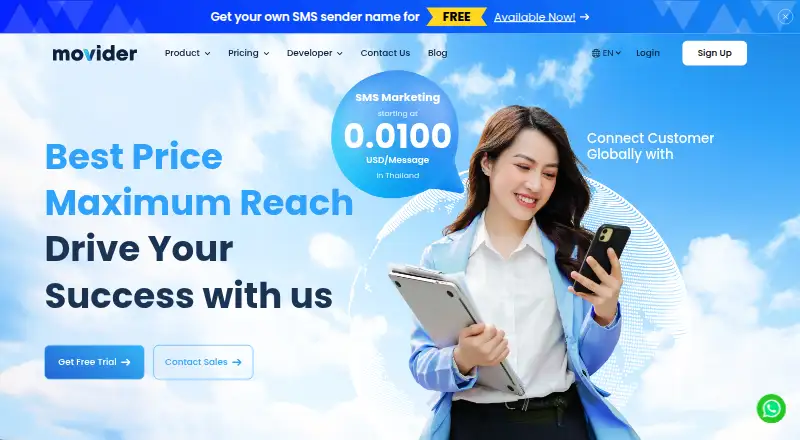 Movider's website