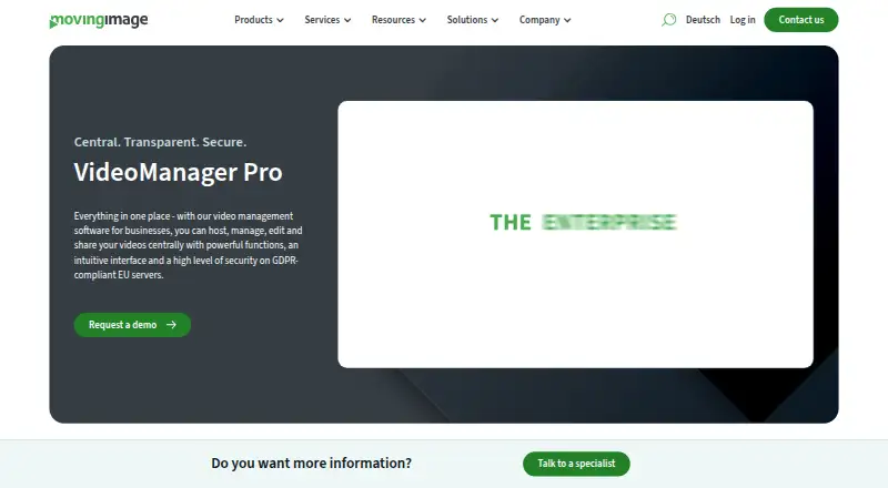 movingimage VideoManager Pro's website