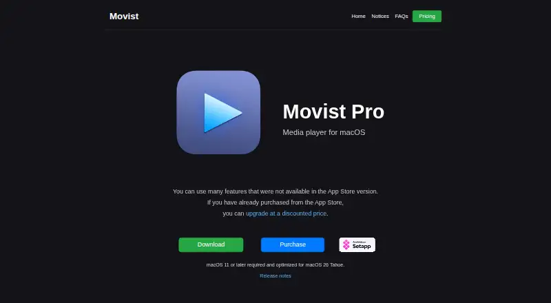 The Movist Pro homepage