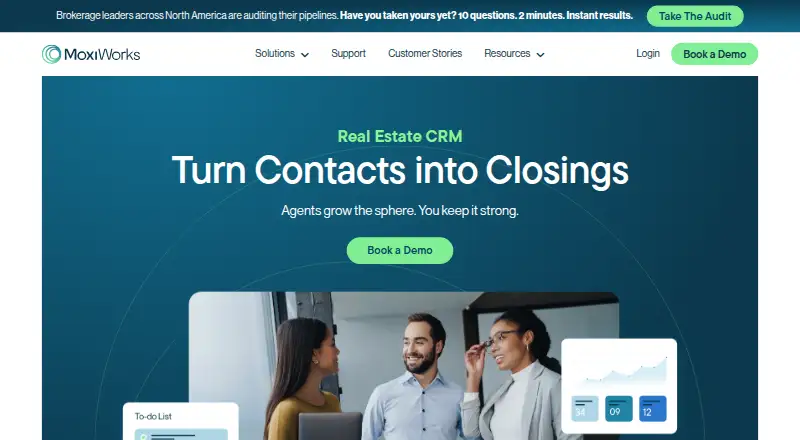 The MoxiWorks CRM homepage