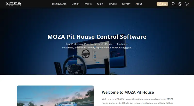 The MOZA Pit House homepage