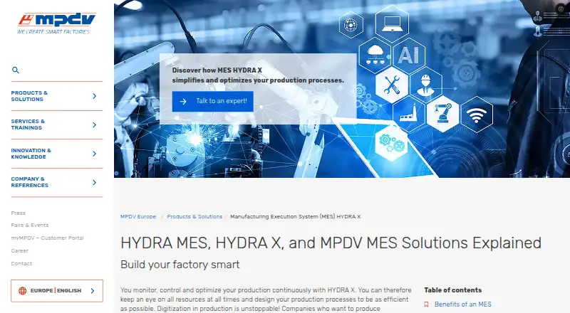MPDV HYDRA's website
