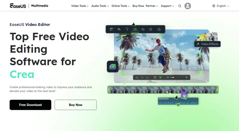 The EaseUS Video Editor homepage