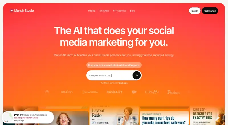 Munch Studio's website