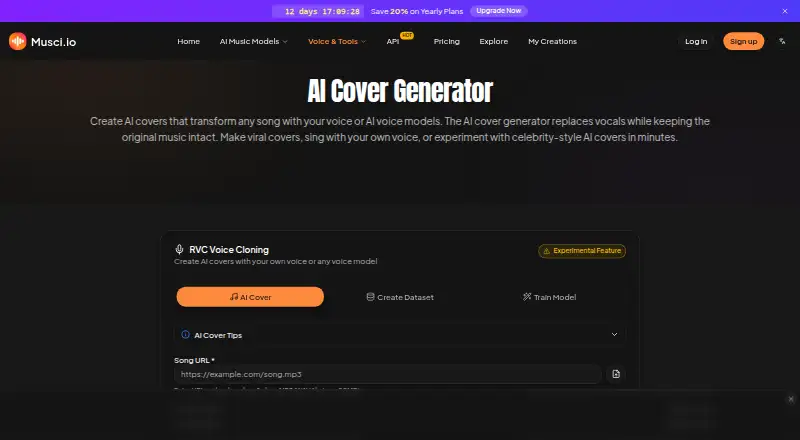 Musci AI Cover's website