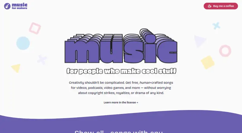 The Music for Makers homepage