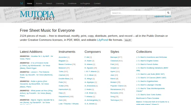 Mutopia Project's website