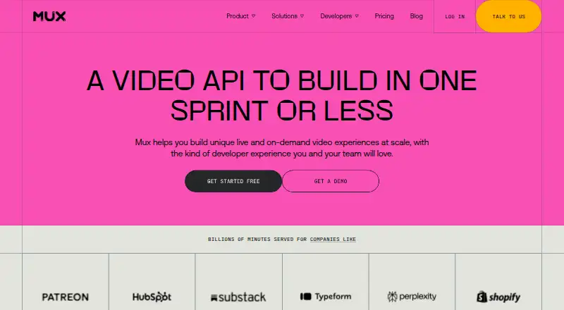 Mux Video's website