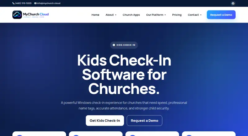 MyChurch Cloud Kids Check-In's website
