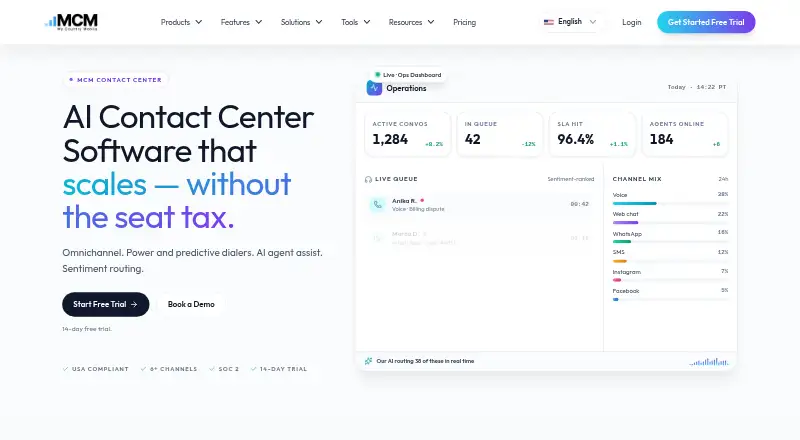 The My Country Mobile Contact Center homepage