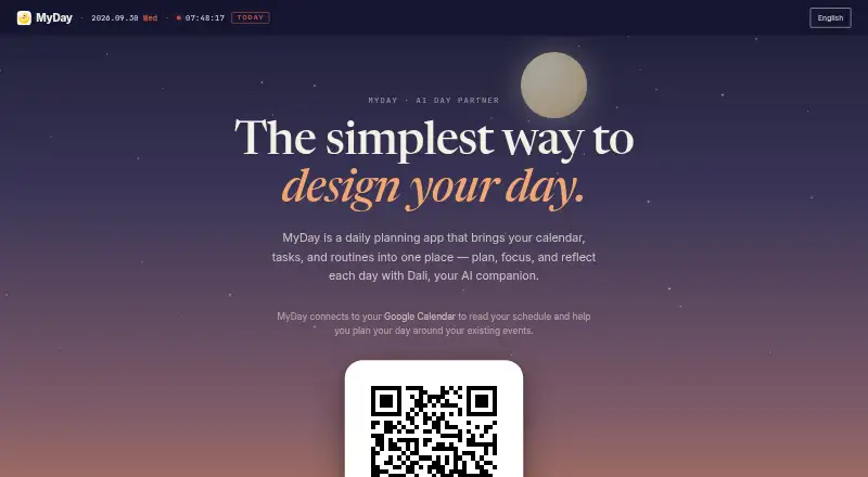 The MyDay homepage