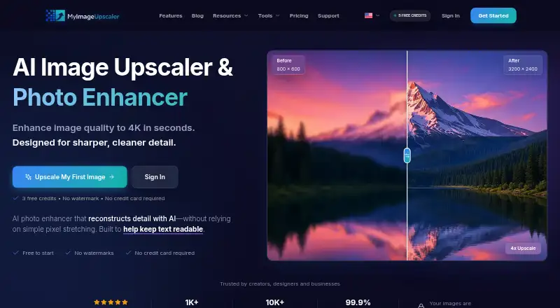 The MyImageUpscaler homepage