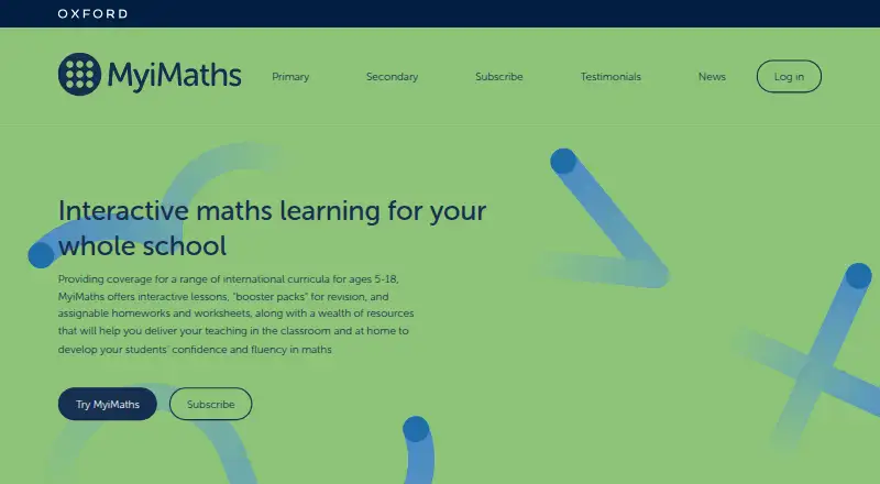 The MyiMaths homepage