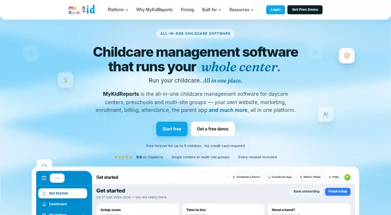 The MyKidReports homepage