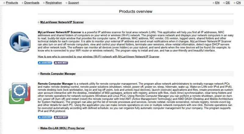 MyLanViewer Network/IP Scanner's website
