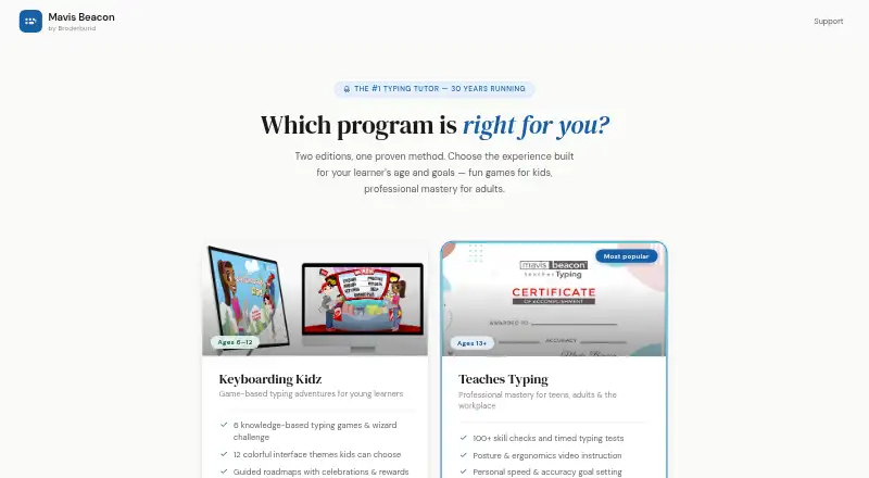 The Mavis Beacon Teaches Typing homepage