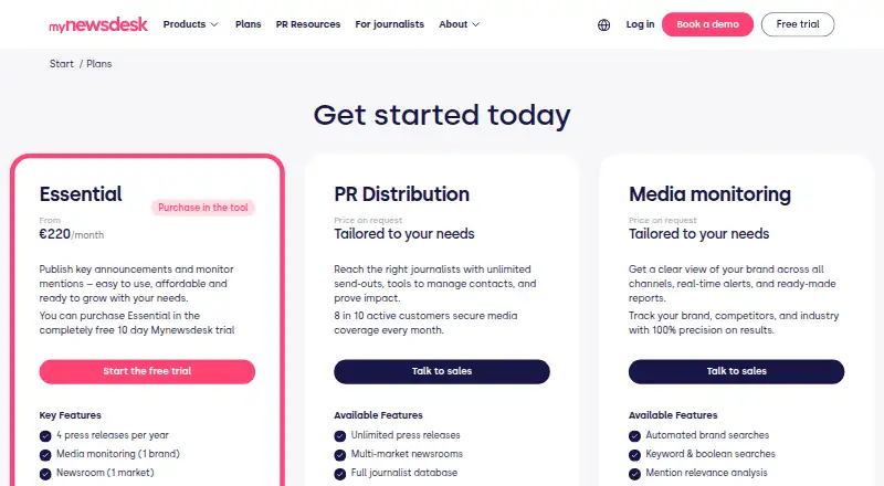 Mynewsdesk's website