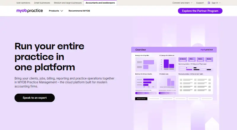 MYOB Practice Management's website