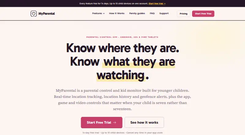 The MyParental homepage