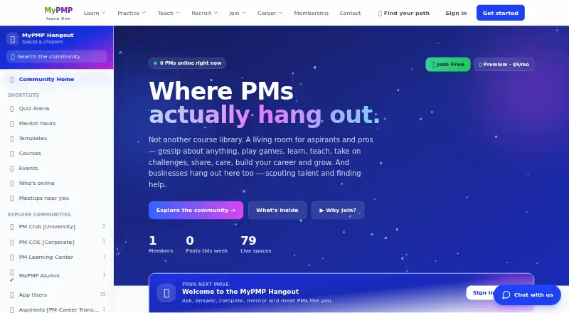 The MyPMP homepage
