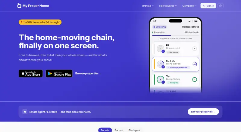 The My Proper Home homepage